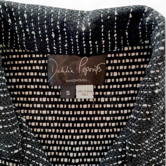 Dahlia Popovits Handmade Handwoven Cardigan‎ Wearable Art Lagenlook Black White - Picture 4 of 7